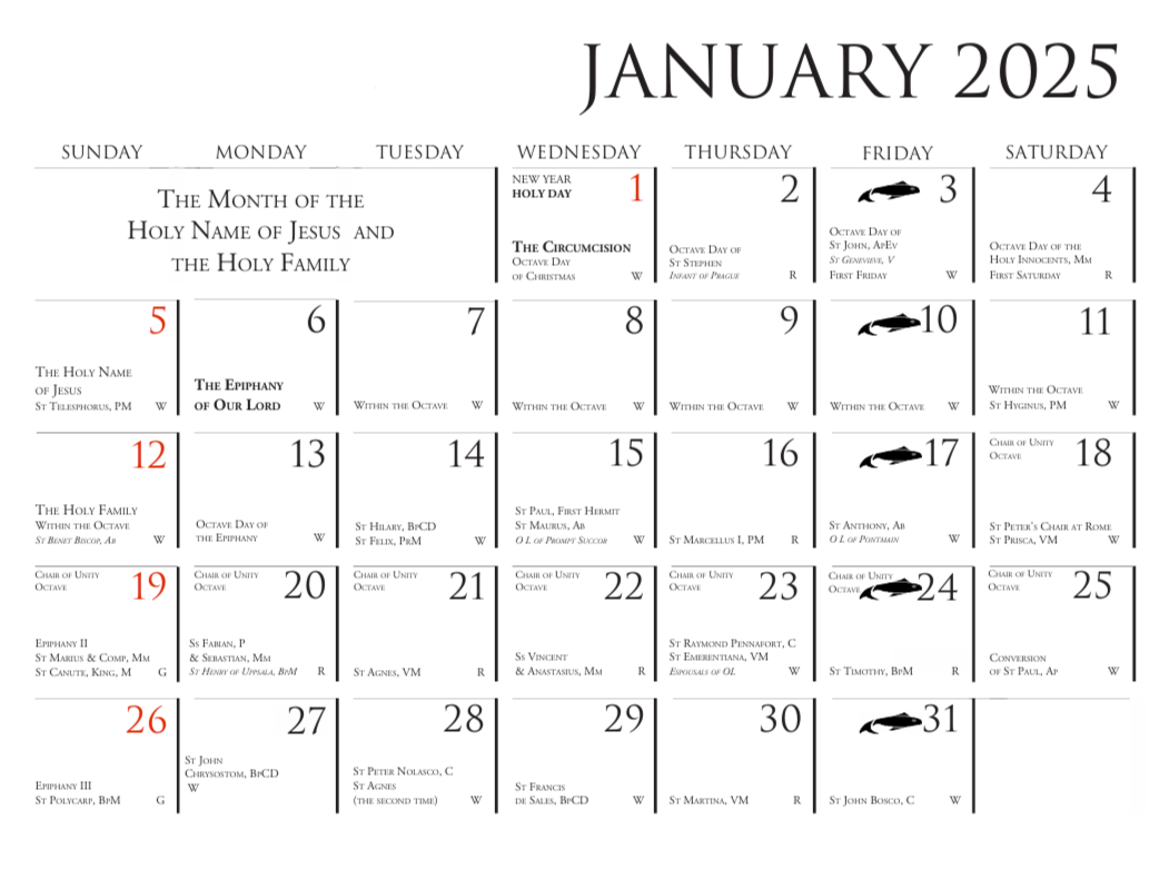 The All Saints Roman Catholic Calendar 2025 A.D.