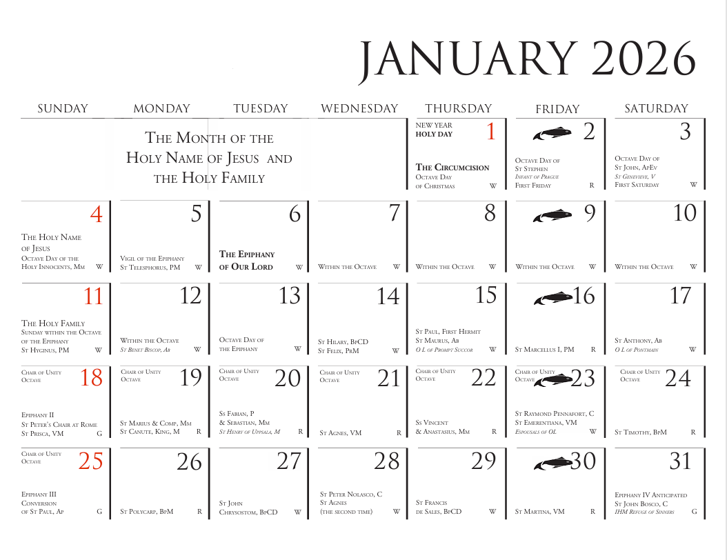 Pre-order The All Saints Roman Catholic Calendar 2026 A.D.