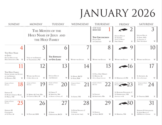 Pre-order The All Saints Roman Catholic Calendar 2026 A.D.