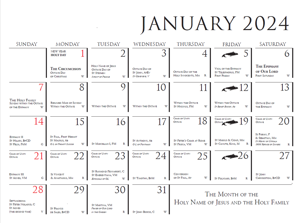 Catholic Calendar December 2025
